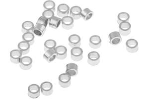 Hellery 30Pcs Tube Spacer Beads, Bulk 925 Sterling Silver Spacer Beads with 1mm Hole, Silver