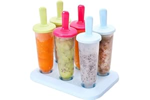 Uooker Ice Lolly Moulds, 6 Pack Molds Set, Ice Cream Reusable Silicone DIY Frozon Popsicle Moulds for Kids,Toddlers and Adults, Kitchen Supply, BPA Free FDA Approved Popsicles, Large, Mixed