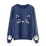 iHENGH Karnevalsaktion Damen Herbst und Winter Cat Sweater Frauen Rundhals Langarm regelmäßige Bluse