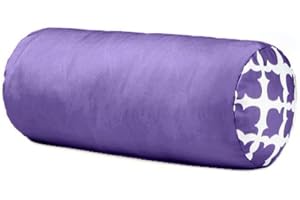 Gardenista Garden Round Bolster Pillow | Water Resistant Indoor Outdoor Roll Back and Neck Support Cushion | Comfy Rattan, Patio Furniture Yoga Cushions | Easy to Clean (Purple, 45x20cm)