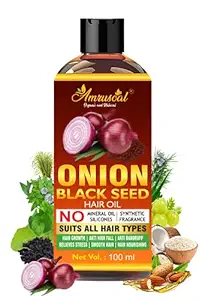 AMRUSOAL Onion Black Seed Hair Oil for Hair Growth for Men & Women - 100 ml | Anti Hair loss & Anti Dandruff hair oil