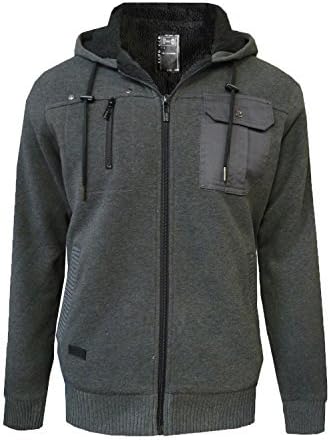Dissident bicker Mens Borg Lining Hoody Charcoal MARL - Large