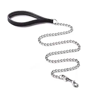 PSK PET MART Heavy Duty Dog Leash Metal Dog Leash Dog Chain with Padded Handle, Durable Leash Grinder Chain Brass Hook Handle Leash Chain (Color May Vary)