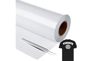 NCRGB Vinilo Textil Termoadhesivo Vinilo Blanco 30.5×305cm(Añadir Herramienta) Papel Transfer para Camisetas,Plotter de Corte,Vinilo Termoadhesivo Textil Fácil de cortar y Transferir