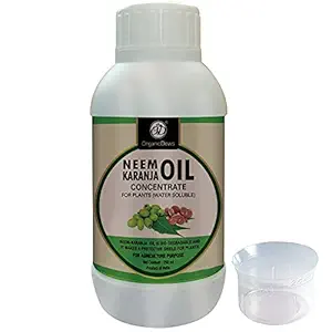 OrganicDews Pure Neem-Karanja Oil (Water Soluble) for Plants 250 ml with Measuring Cup 25 ml - Controls Garden Insects, Virus and Fungus Diseases in Plant 250 ml