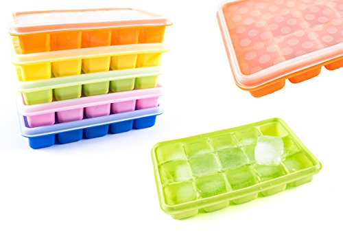 4er Set Silikon Eiswürfelform mit Deckel Quadratwürfel Jumbowürfel Eiswürfelbereiter
