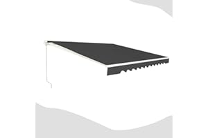 GOPLUS Toldo Retráctil Exterior, Toldos Exterior Terraza con Manivela Manual y Ángulo Ajustable 5-35°, Protección UV, Toldo Impermeable para Balcón Terraza Ventana (Gris, 3,6x3 M)