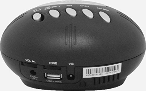 Geemarc SBT600 Vibrationswecker mit extra lautem Alarm 75 dB + vibration (deutsche Version). USB Anschluss für die Aufladung Ihrer Smartphone oder andere elektrische Kleingeräte