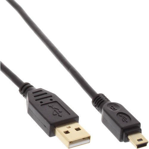 InLine USB 2.0 Mini-Kabel - USB A Stecker an Mini Stecker (5pol.) - schwarz - vergoldete Kontakte - 2m, 31820P