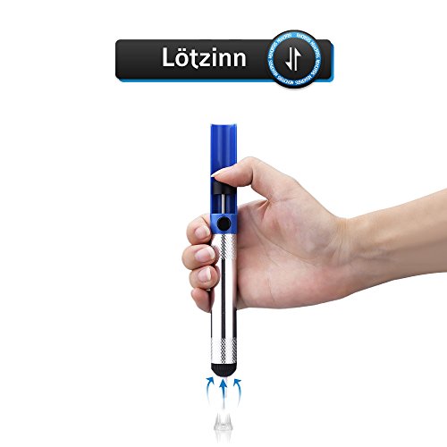 Lötkolben Kit, OMorc 60W 220V Lötset mit Einstellbarer Temperatur 200-450°C, 5 PCs Unterschiedliche Lötspitzen Entlötpumpe Lötzinn Ständer Pinzetten für Verschiedentlich Repariert Nutzung - 6