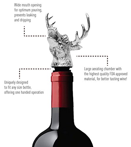 FREEMASTER Flaschenverschlüsse Weinausgießer Hirschkopf Stopper Wein und Bier (Schwarz Deer) - 5