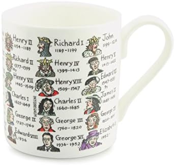 Educational Mug - KINGS &amp; QUEENS HISTORICAL TIMELINE - Fine Bone China - Standard Size Coffee / Tea / Hot Chocolate Mug / Cup - 8.5cm