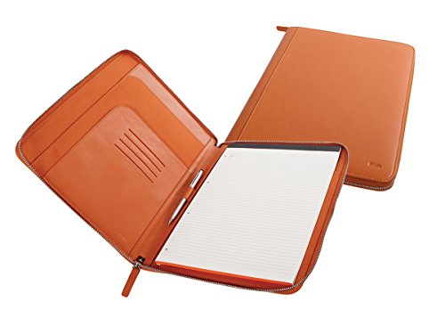 Preisvergleich Produktbild Nava Brieftasche aus Leder, A4, mit Reißverschluss, Arancione