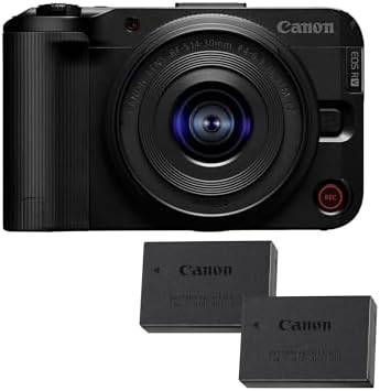 Canon EOS R50 V + RF-S 14-30mm F4-6.3 IS STM PZ + 2x Batterie (Kit Batteria Aggiuntiva) – Fotocamera Digitale per Vlogging Compatibile con Obiettivi Canon RF | Attrezzatura per Content Creator