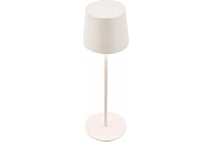 BRILONER - Lampada da tavolo LED senza fili IP44 con touch, dimmerabile, batteria e sorgente luminosa sostituibili, da comodino, campeggio, per esterni, 11 x 33 cm, bianco antico