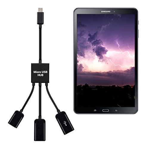 kwmobile 3in1 Micro USB OTG Hub Adapter für Samsung Galaxy Tab A 10.1 (2016) T580N / T585N – Mikro USB Verteiler in Schwarz - 5