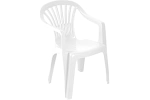 VTL® White Plastic Garden Chairs Low Back Seat Patio Partying Camping Stacking