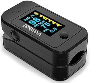 Santamedical Dual Color OLED Pulse Oximeter Fingertip, Blood Oxygen Saturation Monitor (SpO2) with Case, Batteries and Lanyard