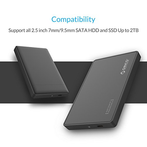 Orico USB 3.0 mit UASP Typ C Externe Festplatte für 2,5 Zoll SATA III 6 Gbps HDD und SSD (Schwarz) – 2588C3 - 3