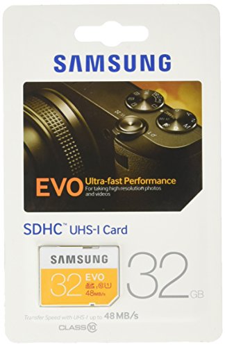 Samsung Speicherkarte SDHC 32GB GB EVO UHS-I Grade 1 Class 10 für Foto und Video Kameras (bis zu 48MB/s Transfergeschwindigkeit)
