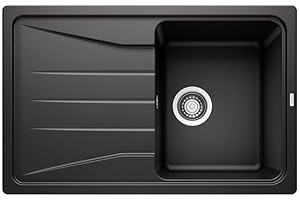 ‎BLANCO BLANCO SONA 45 S Granite Sink Made of Silgranit Black Installation Type: Installation from Top Reversible for 45 cm-Wide Base Cabinets Large Basin Easy-to-Clean Surface