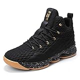  Zapatos Hombre Deporte de Baloncesto Sneakers de Malla para Correr Zapatillas Antideslizantes Negro Rojo Champán Verde Brillante 36-46 Oro Negro 44