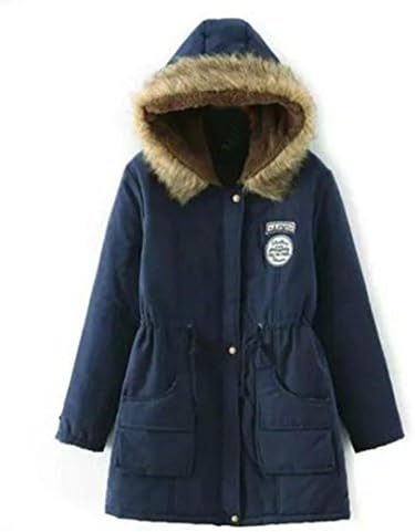 Bestop Women Winter Hoodies OverCoat Faux Fur Parka Casual Fashion Coat Jacket Plus Size 8-20 (M, Navy)