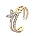Produktbild Cosanter Damenring Schmetterling Ring aus Edelstahl Silber Weiss Damen Frauen Mädchen Bandring Hochzeit Engagement Verlobungsring