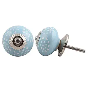 8 Pieces Dresser Knobs | Ceramic Drawer Pulls for Cabinets | Turquoise Farmhouse Handles for Cabinets | Flower Door Knobs for Kids Room | 3.81 cm Knobs