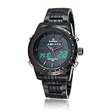 Naviforce Herren Uhr Analog-Digital Digital mit Metall Armband - Schwarz und Rot