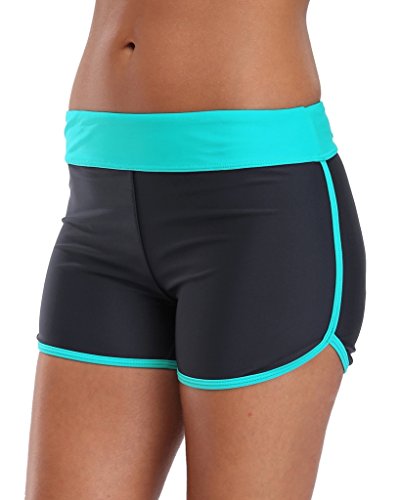 Attraco Damen Badehose Kurze Badeshorts Schwimmhose Bunt Kante Bikinihose - 2