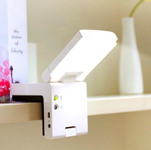 ECVISION® (Automatic Turn-off) Dimmable Eye-Care LED Desk Lamp/Flexible Rechargeable Mini Bed lamp/Portable Led Desk Lamp/Outdoors Camping Light/Eye-care Reading Desk Table Light/Emergency Lighting/Mini Night Light with Built-in Battery (White)