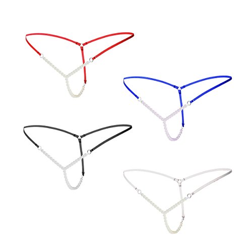 Preisvergleich Produktbild ADESUGATA T-Tanga mit Perlen für Frauen, 4 Stück L