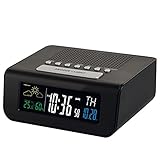 Pequeña joya que decorará su mesita de noche, este reloj despertador combina elegancia y diseño con el negro y gris, colores sobrios por excelencia.