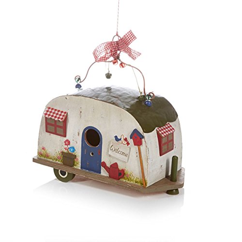 Vogelhaus Wohnwagen Camper zum Hängen Holz Blechdach - 2