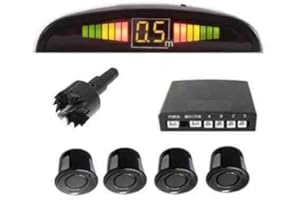 pjp electronics Car Parking Reverse Reversing Parking Sensor Kit LED Display Sound Alarm with 4 Sensors (Black)