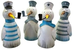 KLOCKE DEKORATIONSBEDARF Hochwertige Zaunhocker im Sparset – Pfostenhocker/Zaunfigur Metall – Gartendekoration Zaungucker – Deko Tierfiguren/Gartenfiguren (Möwen - 4er Set)