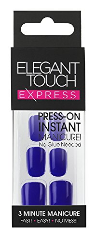Elegant Touch Pre-Glued Express Nails, Polished Bright Navy