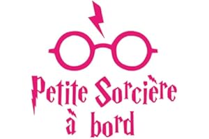 ADZIF.BIZ LE STICKER DE DECORATION Sticker Bébé à Bord - Petite Sorcière à Bord - Dimensions 16,3 x 15,4 cm - Couleur Rose - Aspect Mat - Protection Anti UV