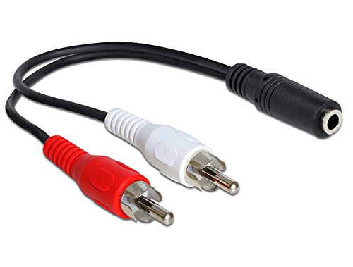 Delock 84768 Audio-Kabel – Audio-Kabel (2 x RCA, 3.5 mm, männlich, weiblich, Schwarz, Polybag)