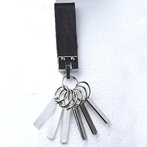 organiser keychain, keyring, 6 key holder engravable chrome oblong all on leather loop