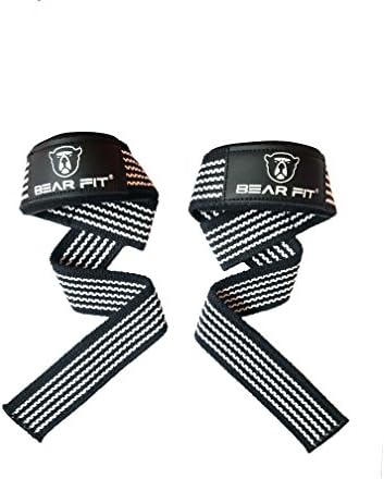 BEAR FIT- Weighting Lifting Straps With Neoprene Cushion (BlackWhite)