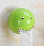 Mehrfache Farben-Plastikrunde kreative wasserdichte Toilettenpapierhalter (sieben Arten der Gesichtsaufkleber + vier Arten Installation) 185 * 185 * 165mm , green