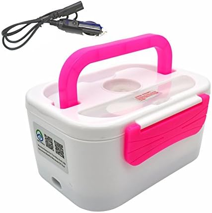 12V Universal Electric Heating Dinnerware Sets Suitable For Car Outdoor Picnic Food Warmer Food Container With Scoop (Pink)