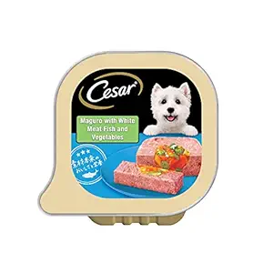 Cesar Adult Wet Dog Food, Tuna with White Meat Fish & Vegetables, 6 Trays (6x100g)