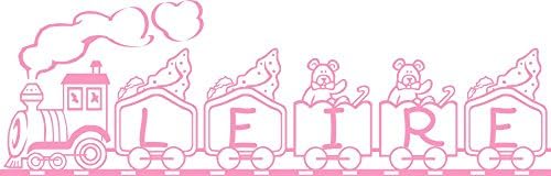 Vinyl Children's Train Personalised with Name. 75 cm largo light pink