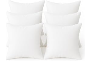 EXCLUSIVELY DESIGNED BY BRIT COTTON Brit Cotton Cushion Inserts – 20x20 Inches, Pack of 6 – Bounce Back Square Pillow Inners for Covers – Hollowfibre Cushion Pads for Sofa, Bed & Decorative Use