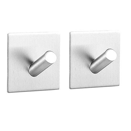 Pingenaneer 2er Set Selbstklebende Handtuchhaken aus Edelstahl Kleiderhaken Wandhaken 3M Doppelklebeband , ohne Bohren , Bombenfest