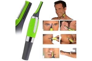 Novaease Nose Trimmer All in One Facial Hair Ear Nose Nasal Neck Eyebrows Sideburns Hair Trimmer for Men Unisex Clipper, Battery-Powered, with LED Light, Battery Included Green