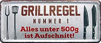 Grill-Magnet „Regel Nr.1 500g Aufschnitt!“ – 8x8 Cm, Lustiger Kühlschrankmagnet Für BBQ-Fans